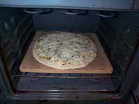 pizza in oven